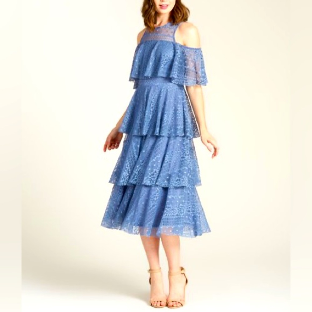 Just Me Blue Tiered Dress